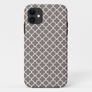 Gray Quatrefoil Patroon iPhone 11 Hoesje