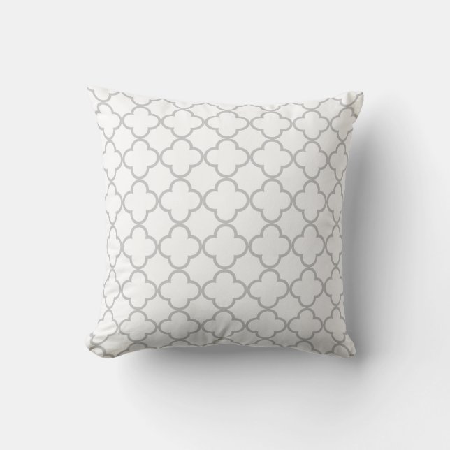 Gray Quatrefoil Patroon Kussen (Voorkant)