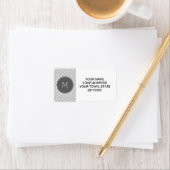 Gray Quatrefoil Pattern, Charcoal Monogram Etiket (Insitu)