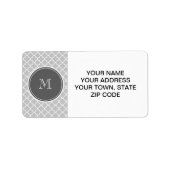Gray Quatrefoil Pattern, Charcoal Monogram Etiket (Voorkant)
