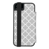 Gray Quatrefoil Pattern, Charcoal Monogram Incipio iPhone Portemonnee Hoesje (Agenda Achterkant)