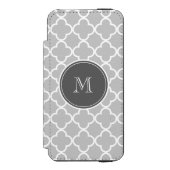 Gray Quatrefoil Pattern, Charcoal Monogram Incipio iPhone Portemonnee Hoesje (Voorkant Agenda)