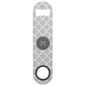 Gray Quatrefoil Pattern, Charcoal Monogram Speed Flessenopener (Achterkant)