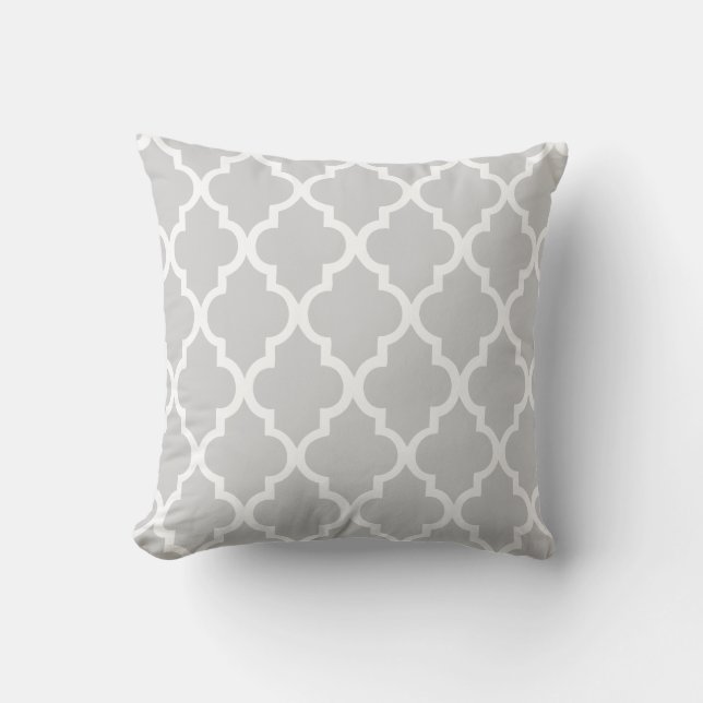 Gray Quatrefoil Tegels Patroon Kussen (Voorkant)