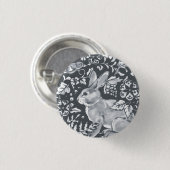 Gray Rabbit Pattern Floral Bird Woodland Ronde Button 3,2 Cm (Voorkant /achterkant)