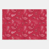 Gray Red Blue Paisley Bandana Assortment Inpakpapier Vel (Voorkant 3)