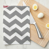 Gray Red Chevron Monogram Towel Theedoek (Quarter Fold)