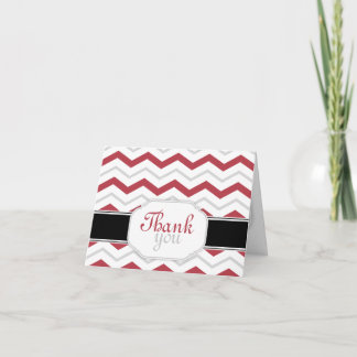 Gray & Red Chevron Trendy Dank je wel Bedankkaart