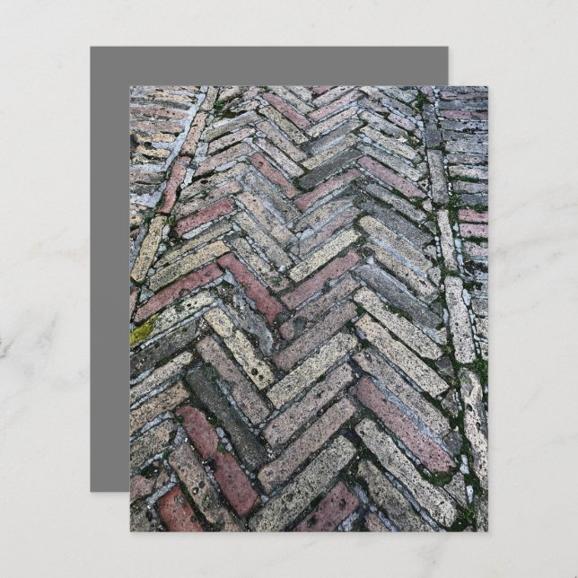 Gray Red Herringbone Pavers Scrapbook Paper (Voorkant / Achterkant)