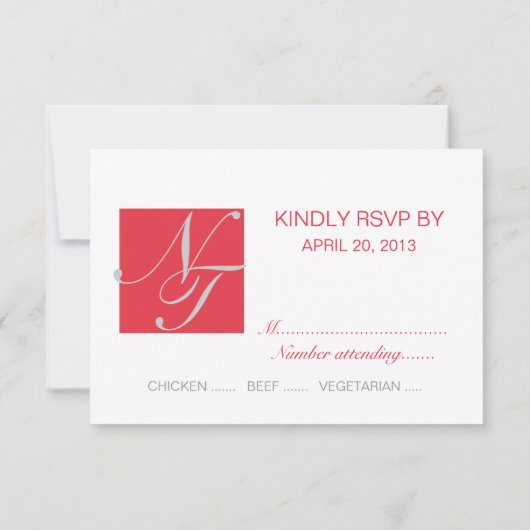 GRAY RED INITIALEN INTERTWINED WEDDING RSVP (Achterkant)