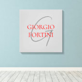 Gray Red Jouw naam Initiaal Monogram Modern Canvas Afdruk (Insitu (Houten vloer))