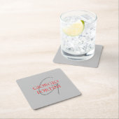 Gray Red Jouw naam Initiaal Monogram Modern Kartonnen Onderzetters (Insitu)