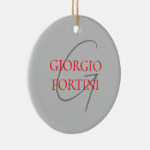 Gray Red Jouw naam Initiaal Monogram Modern Keramisch Ornament (Rechts)