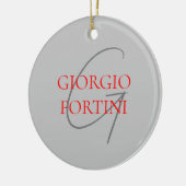 Gray Red Jouw naam Initiaal Monogram Modern Keramisch Ornament (Links)