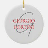 Gray Red Jouw naam Initiaal Monogram Modern Keramisch Ornament (Achterkant)