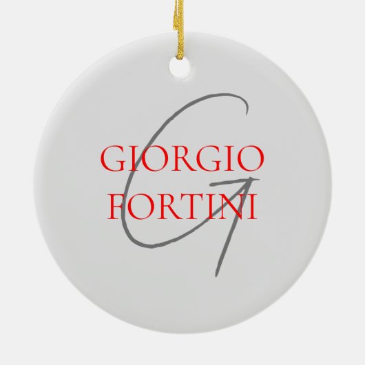 Gray Red Jouw naam Initiaal Monogram Modern Keramisch Ornament (Achterkant)