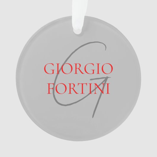 Gray Red Jouw naam Initiaal Monogram Modern Ornament (voorkant)