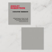 Gray Red Modern Professional Minimalist Elegant Vierkante Visitekaartje (Voorkant / Achterkant)