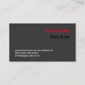 Gray Red Modern Sophiscated Personal Trainer Visitekaartje (Achterkant)