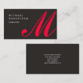 Gray Red Monogram Consultant Visitekaartje (Voorkant / Achterkant)