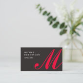 Gray Red Monogram Consultant Visitekaartje (Staand voorkant)