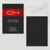 Gray Red Monogram Professional Visitekaartje (Voorkant / Achterkant)