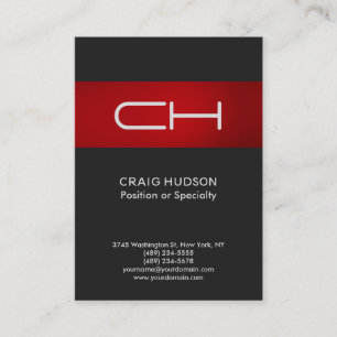 Gray Red Monogram Professional Visitekaartje
