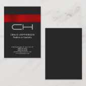 Gray Red Monogram Professional Visitekaartje (Voorkant / Achterkant)