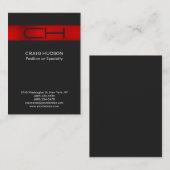 Gray Red Monogram Professional Visitekaartje (Voorkant / Achterkant)