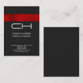 Gray Red Monogram Professional Visitekaartje (Voorkant / Achterkant)
