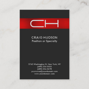 Gray Red Monogram Professional Visitekaartje