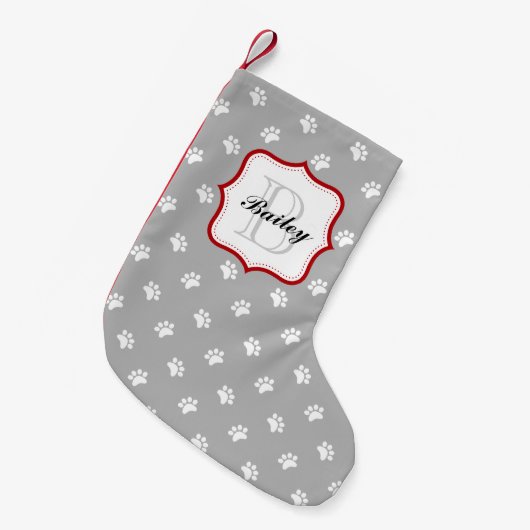 Gray Red Persoonlijke Gepersonaliseerde Gezelschap Kleine Kerstsok (Voorkant (Hangend))
