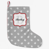 Gray Red Persoonlijke Gepersonaliseerde Gezelschap Kleine Kerstsok (Voorkant)