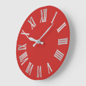 Gray Red Silver Metallic Grey Roman Numbers Grote Klok (Hoek)