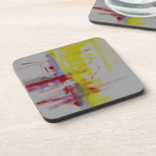 Gray Red Yellow Abstract expressionist Drankjes Onderzetter (Linkerzijde)