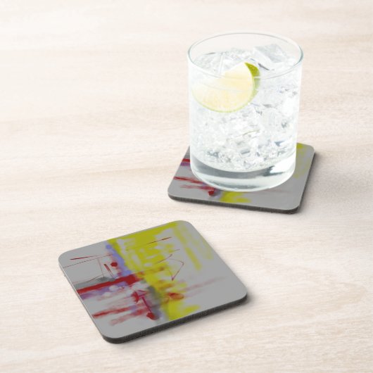 Gray Red Yellow Abstract expressionist Drankjes Onderzetter (Rechterzijde)
