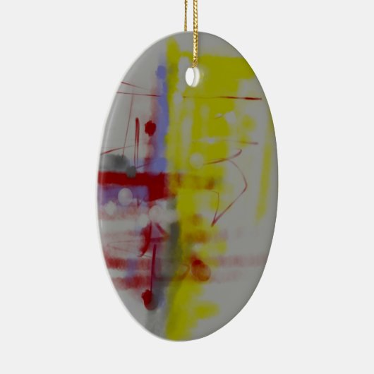 Gray Red Yellow Abstract expressionist Keramisch Ornament (Rechts)