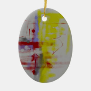 Gray Red Yellow Abstract expressionist Keramisch Ornament