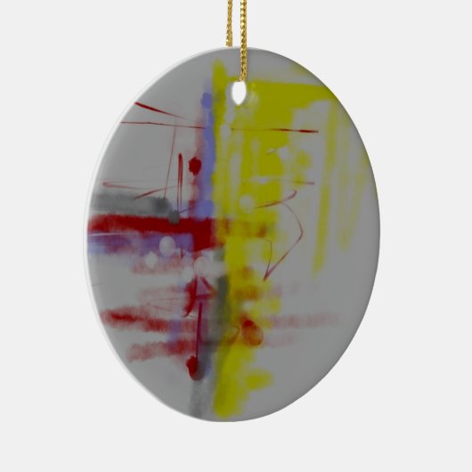 Gray Red Yellow Abstract expressionist Keramisch Ornament (Rechts)
