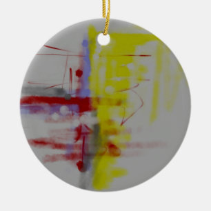 Gray Red Yellow Abstract expressionist Keramisch Ornament