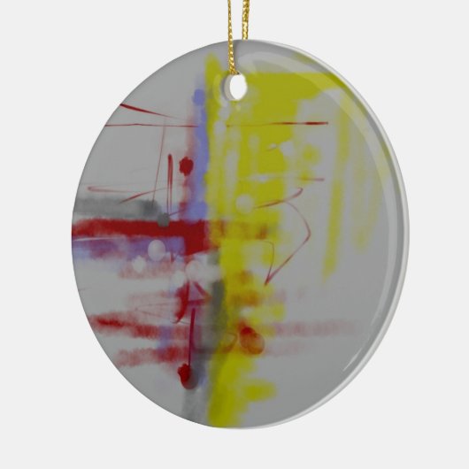 Gray Red Yellow Abstract expressionist Keramisch Ornament (Links)