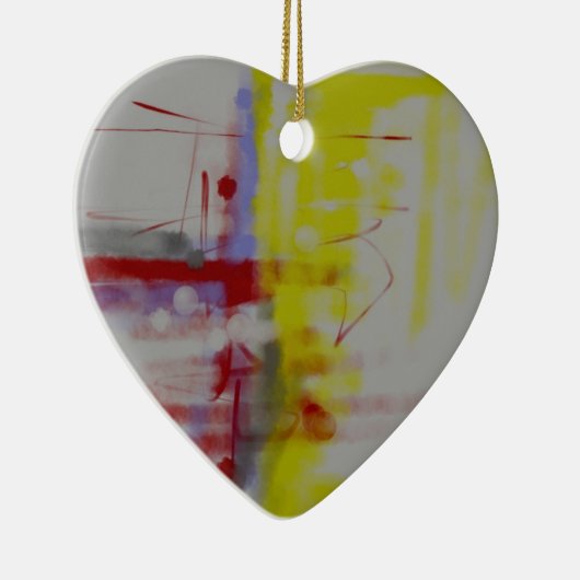 Gray Red Yellow Abstract expressionist Keramisch Ornament (Rechts)