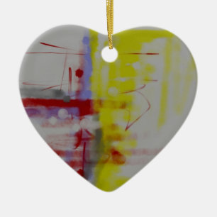 Gray Red Yellow Abstract expressionist Keramisch Ornament
