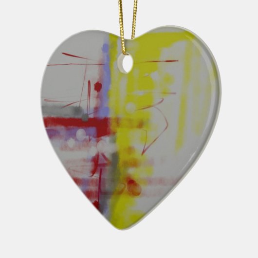 Gray Red Yellow Abstract expressionist Keramisch Ornament (Links)