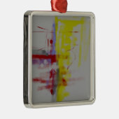Gray Red Yellow Abstract expressionist Metalen Ornament (Rechts)