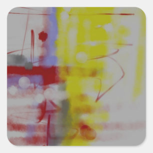 Gray Red Yellow Abstract expressionist Vierkante Sticker