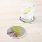 Gray Red Yellow Abstract expressionist Zandsteen Onderzetter (Zijkant)