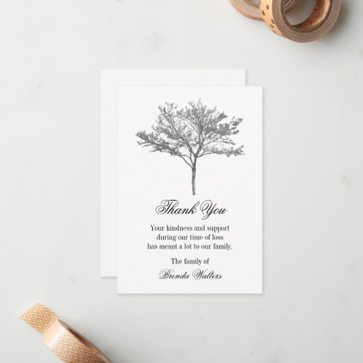 Gray Redbud Tree Funeral Hartelijk dank Notitiekaartje (Voorkant / Achterkant in situ)