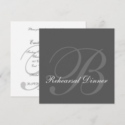 Gray Rehearsal Dinner Wedding Uitnodiging (Voorkant / Achterkant)
