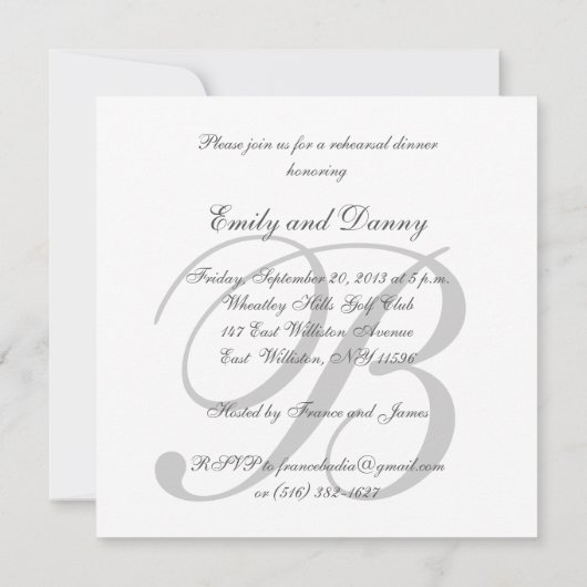 Gray Rehearsal Dinner Wedding Uitnodiging (Achterkant)